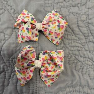 Pair of Colorful Heart Pattern Hair Bows for Kids